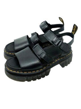 DR MARTENS~Ricki~Women's Lug Platform Platform Sandals BLACK LEATHER Sz 10